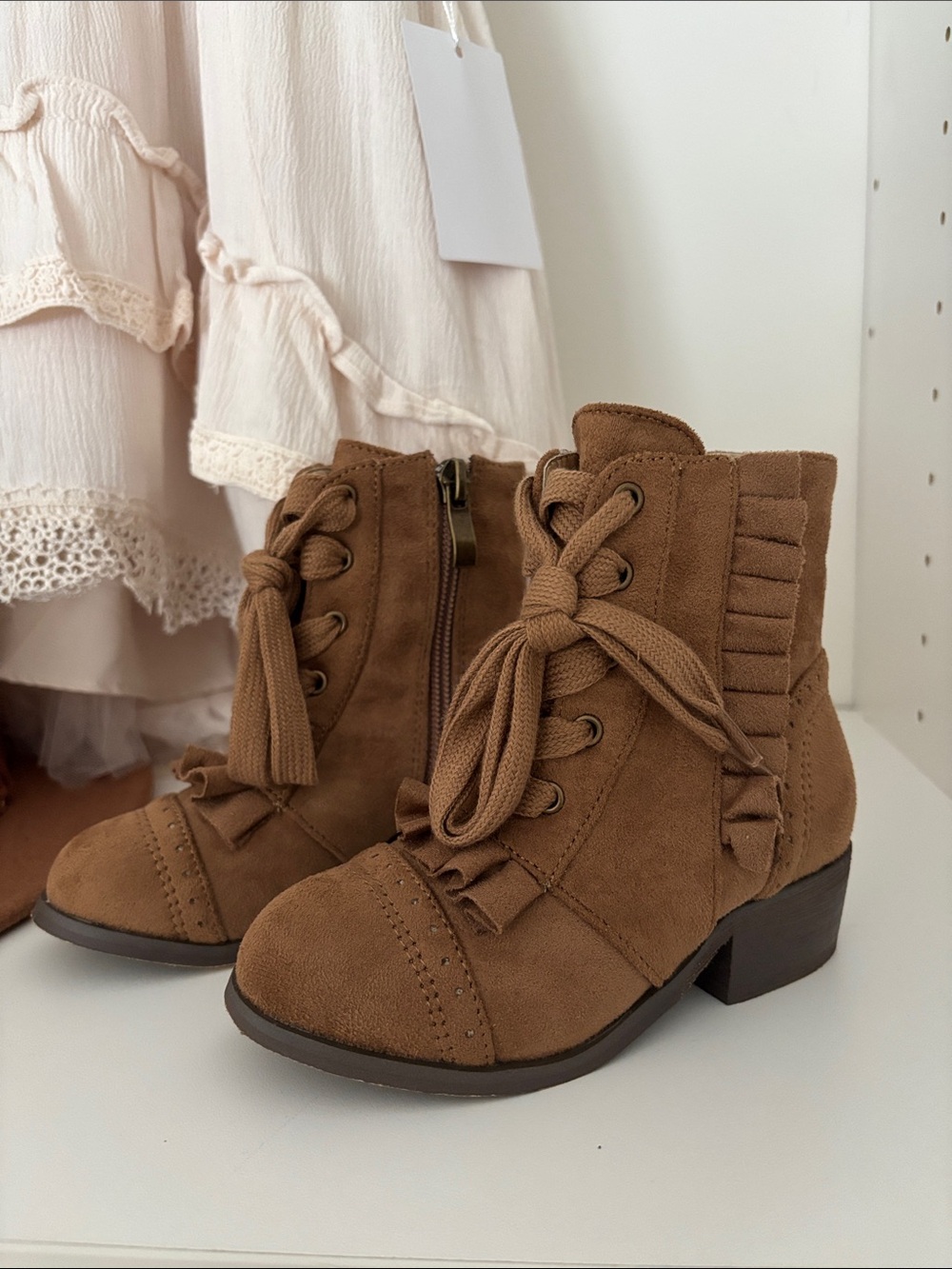 Joyfolie toddler Brown Suede Lace-Up Ankle Boots